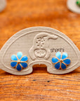 Vintage Shashi Enamel Flower Blue Studs
