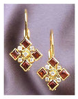 Admiralty Arch 14k Gold, Garnet and Diamond Earrings