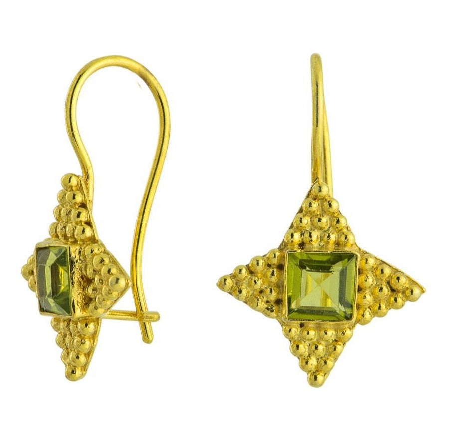 Alexandrian Star 14k Gold and Peridot Earrings