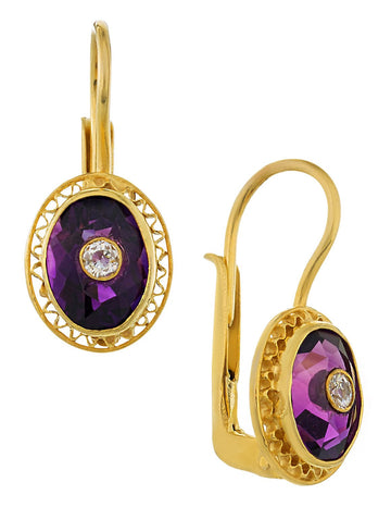 Amethyst and Cubic Zirconia Parlor Earrings