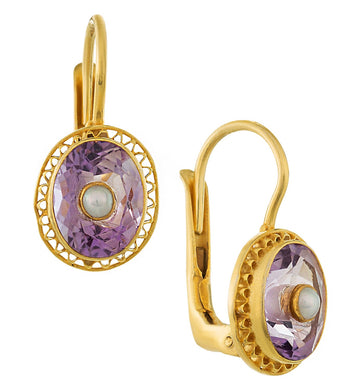 Amethyst and Pearl Parlor Earrings