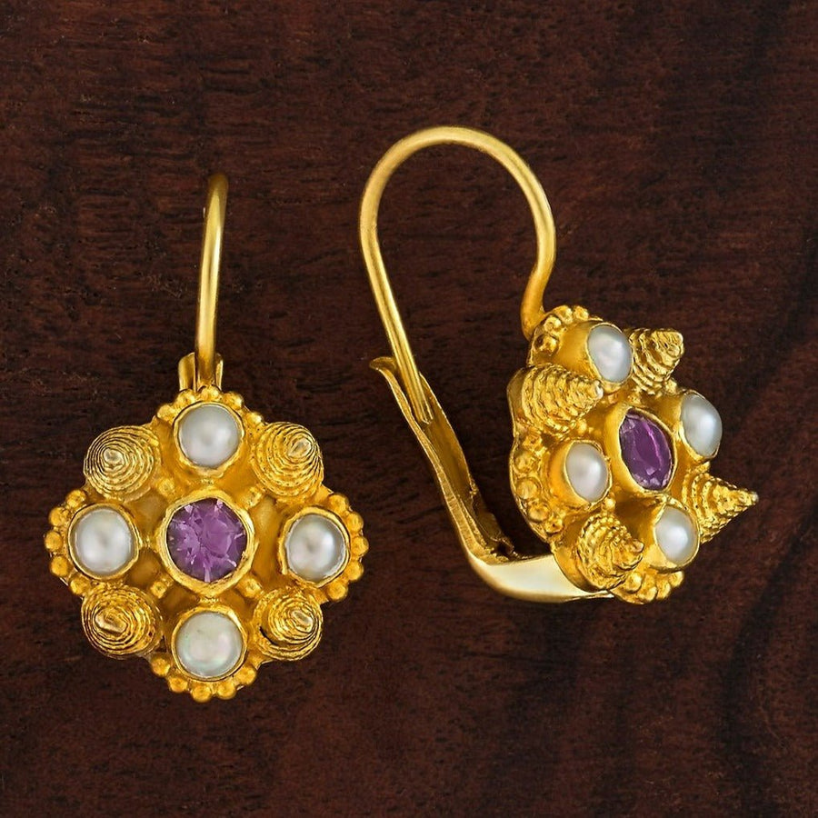 Ann Radcliffe Amethyst and Pearl Earrings