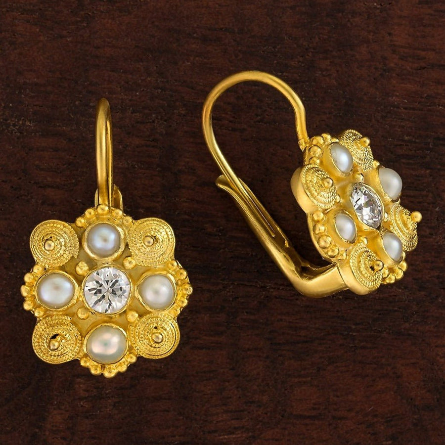 Ann Radcliffe Pearl and Cubic Zirconia Earrings