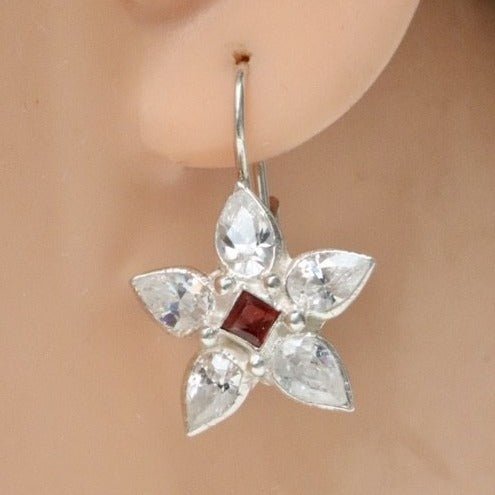 Anne of Gables Cubic Zirconia and Garnet Silver Earrings