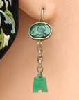 Antique Qing Dynasty Carved Jade Dangle Earrings - 1126