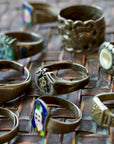 Antique Qing Dynasty Silver Enamel Ring with Face