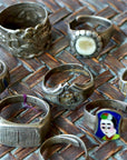 Antique Qing Dynasty Silver Enamel Ring with Face