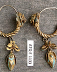 Antique Qing Dynasty Tian-Tsui Frog and Flower Hoop Earrings