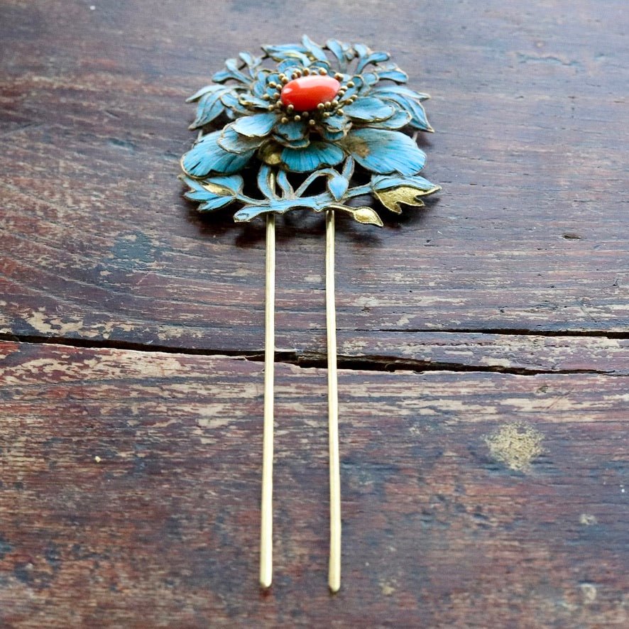 Antique Qing Dynasty Tian-Tsui (點翠) Hair Pin - Extra Large - 1022