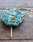 Antique Tian-Tsui (點翠) Hair Pin - Butterfly/Moth - 1034