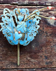 Antique Tian-Tsui (點翠) Hair Pin - Butterfly/Moth - 1034