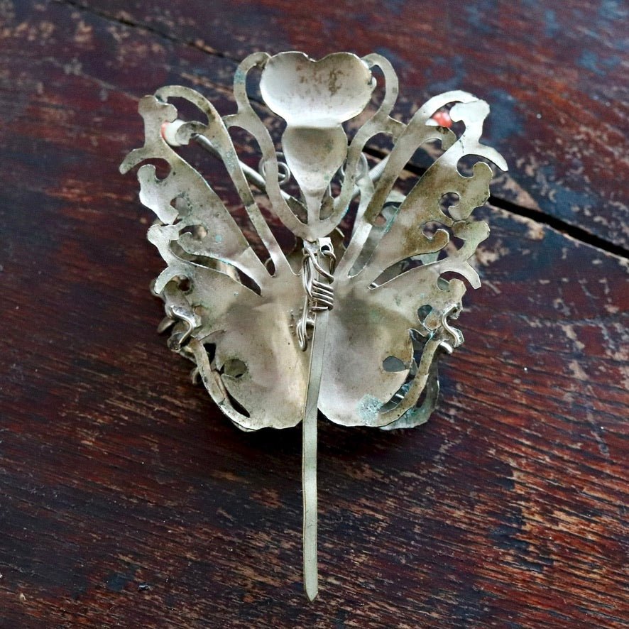 Antique Tian-Tsui (點翠) Hair Pin - Butterfly/Moth - 1014