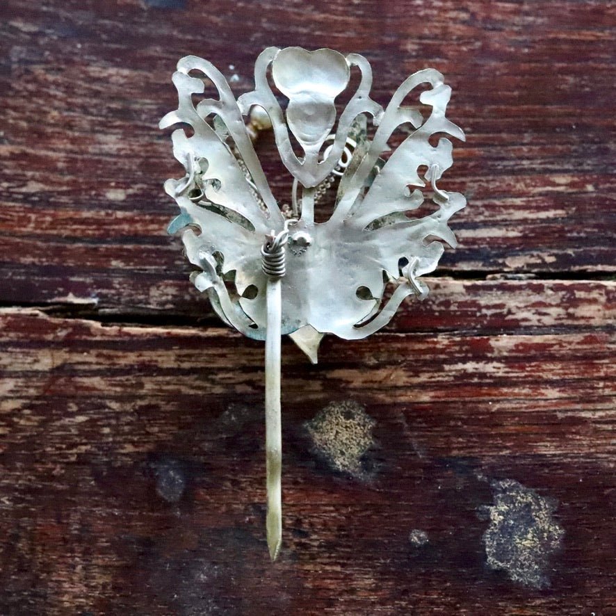 Antique Tian-Tsui (點翠) Hair Pin - Butterfly/Moth - 1038