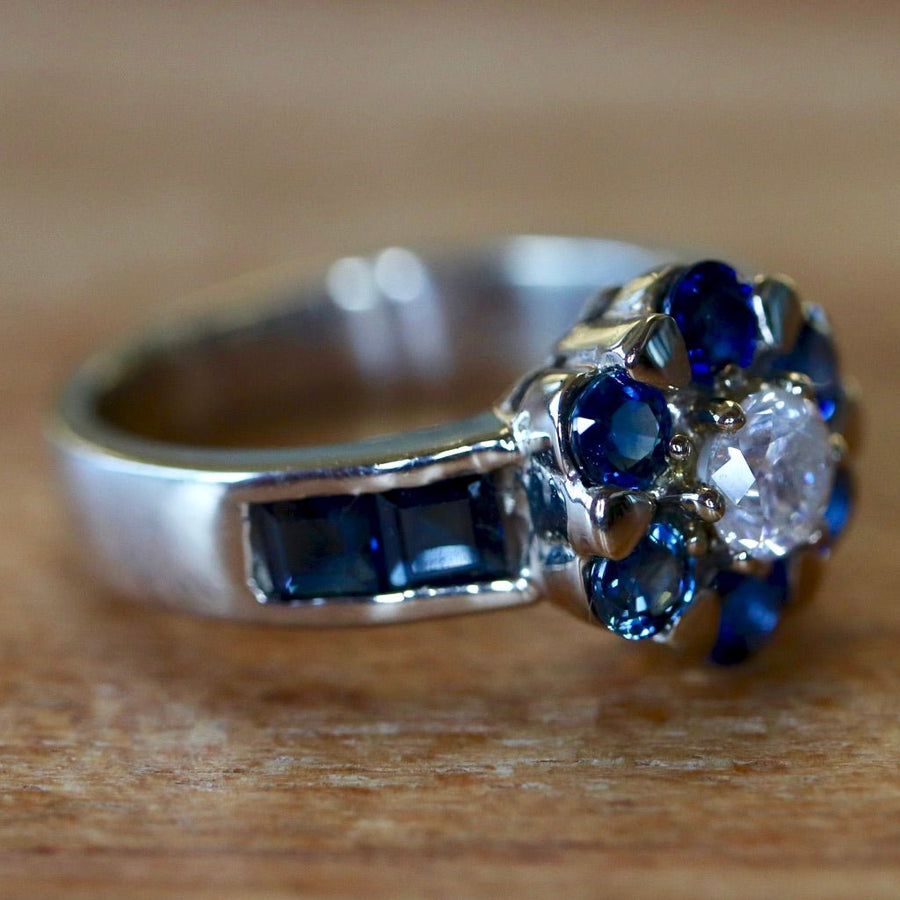 Apollonian 14k White Gold, Sapphire and Diamond Ring
