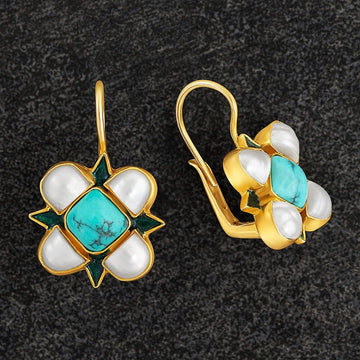 Ariel Turquoise and Pearl Earrings