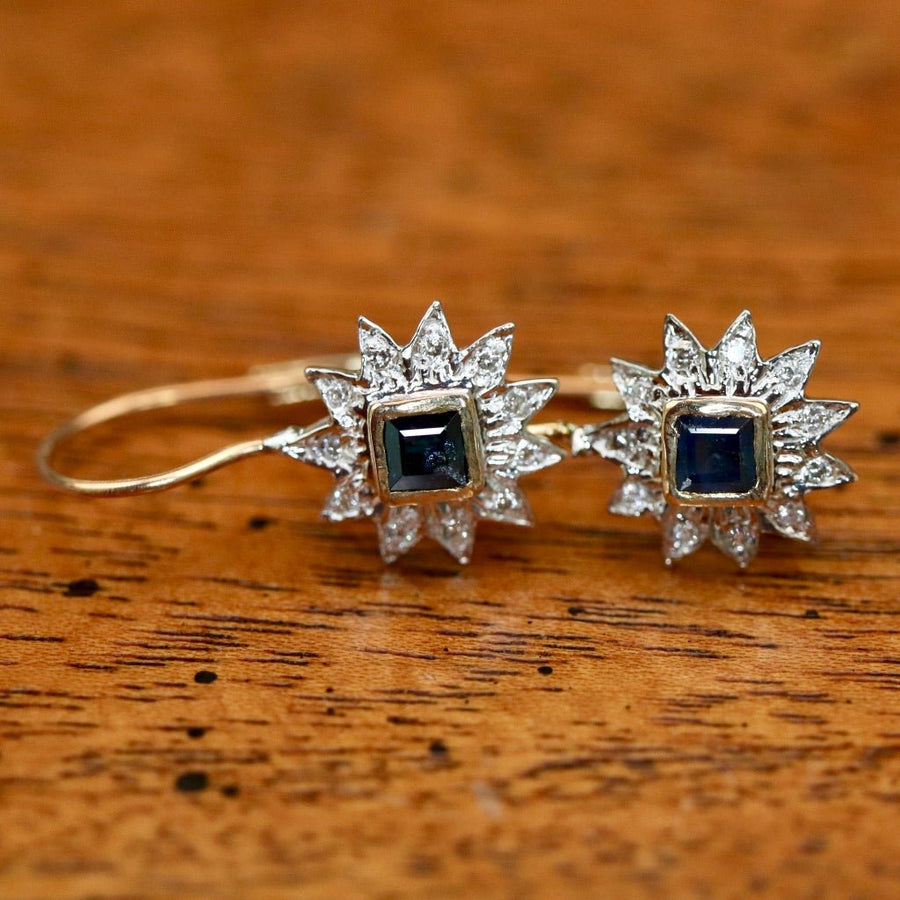 Astral 14k Gold, Sapphire and Diamond Earrings
