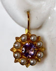 Astrophel 14k Gold, Amethyst and Pearl Earrings