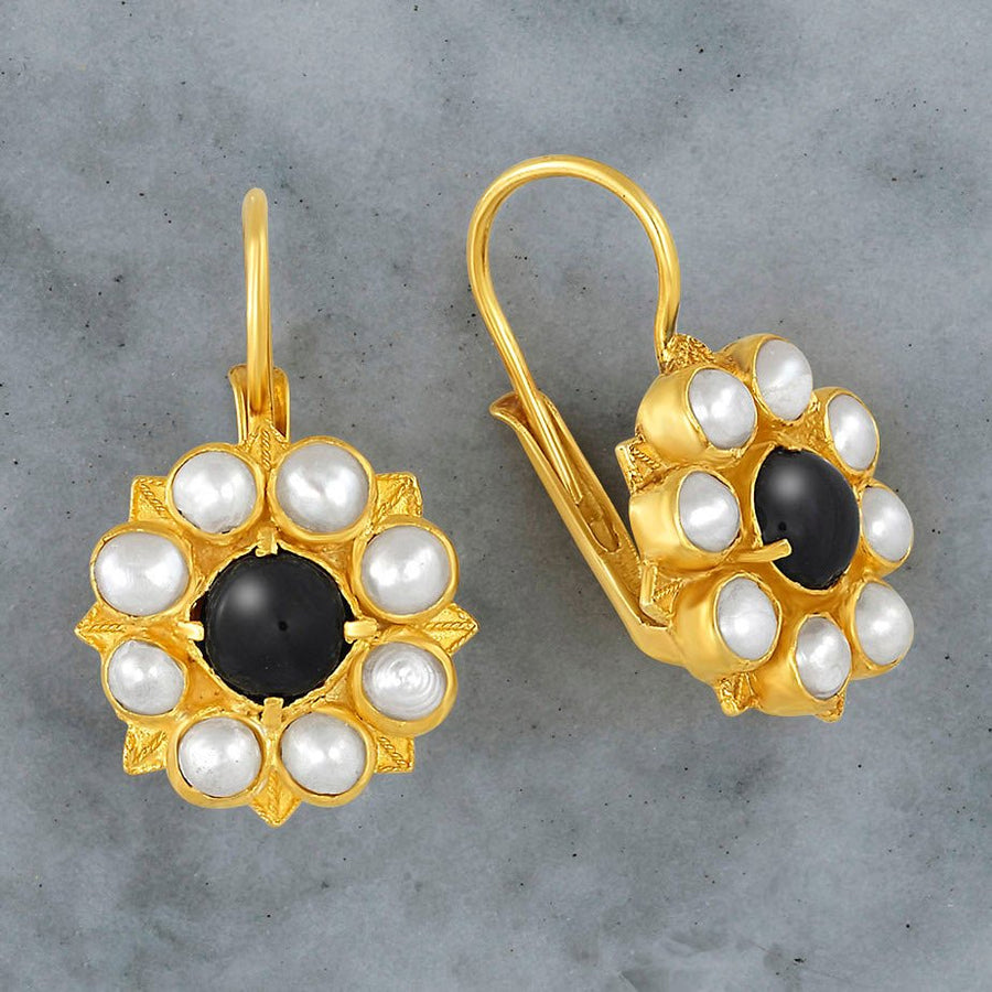 Astrophel Onyx and Pearl Earrings