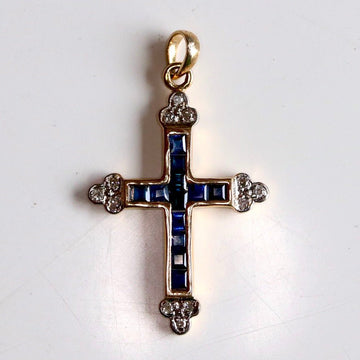 Avignon 14k Gold, Sapphire and Diamond Cross