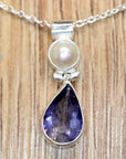 Avonlea Iolite and Pearl Silver Necklace