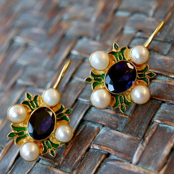 Bel Canto Iolite and Cultured Pearl Earrings