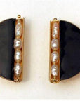 Black and Pearl Enamel Earrings