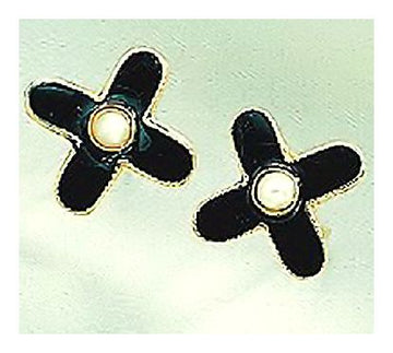 Black Pearl Pinwheel Earrings