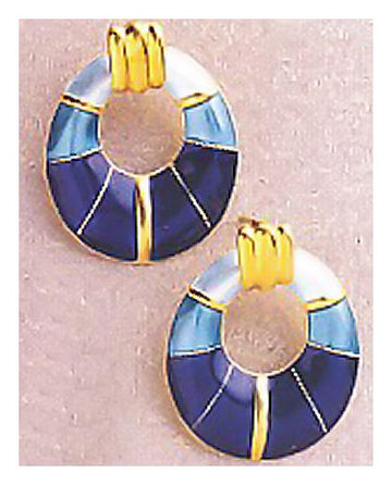 Blue Enamel Deco Earrings