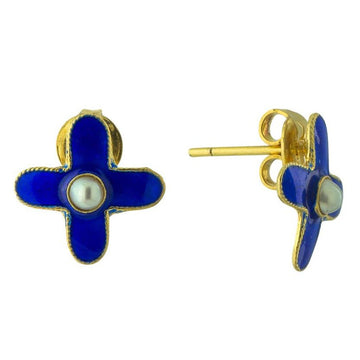Blue Pearl Pinwheel Earrings