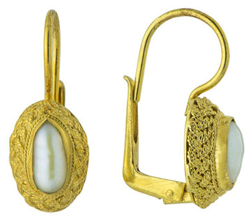 Braided Oval Pearl Earring