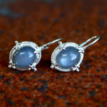 Buckingham Gray Moonstone Silver Earrings