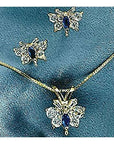 Butterfly 14k Gold, Sapphire and Diamond Necklace
