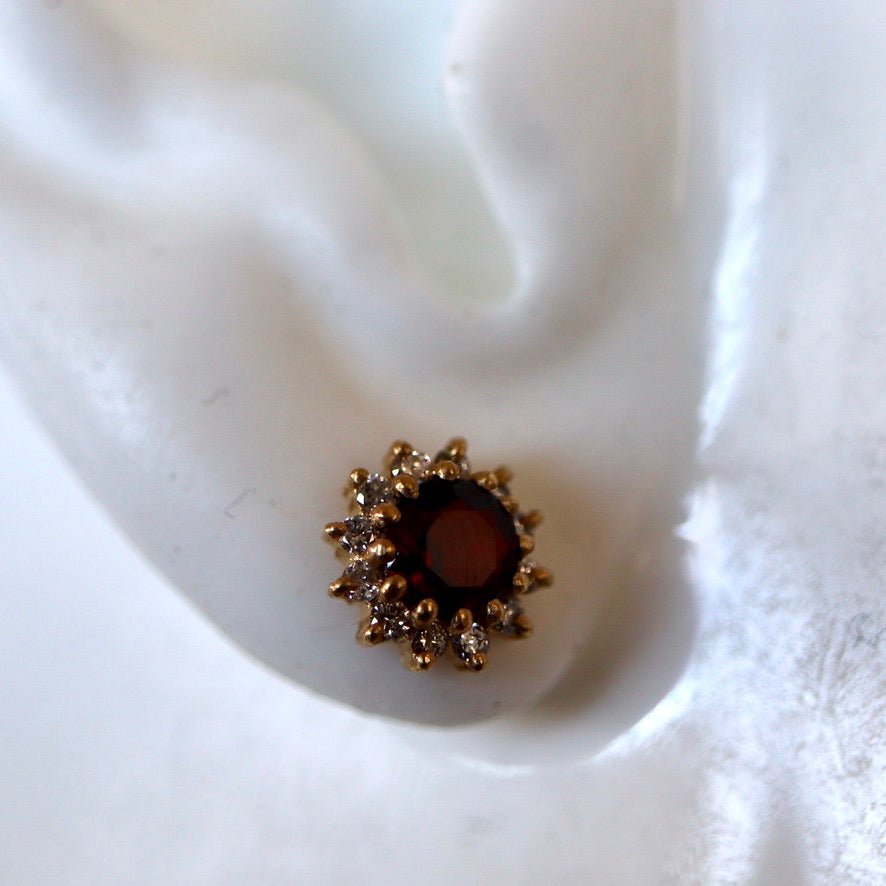 Cambridge 14k Gold, Garnet and Diamond Earrings