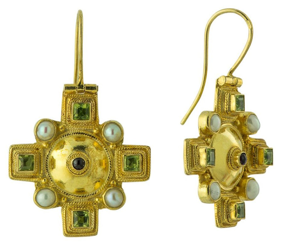 Canterbury Cross Peridot Earrings