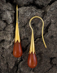 Carnelian Cornflower Bud Egyptian Earrings
