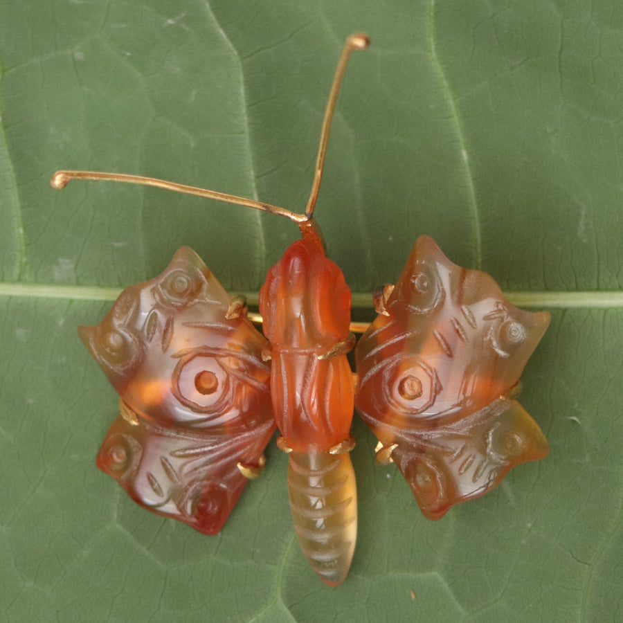 Carnelian Moth Pin