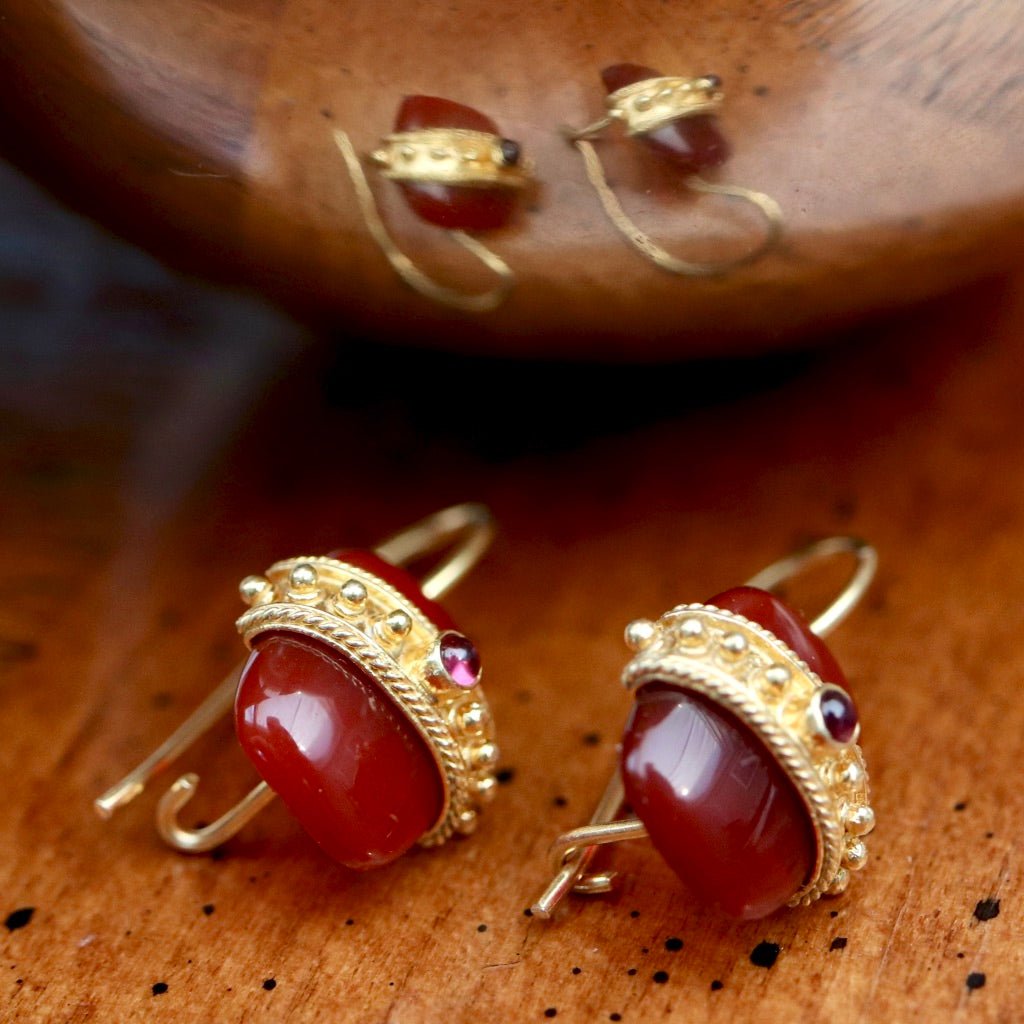 [韓国の人気ジュエリー] 925 silver. Carnelian earring Carnelian and Pearl Silver Earrings — ANANT DESIGN