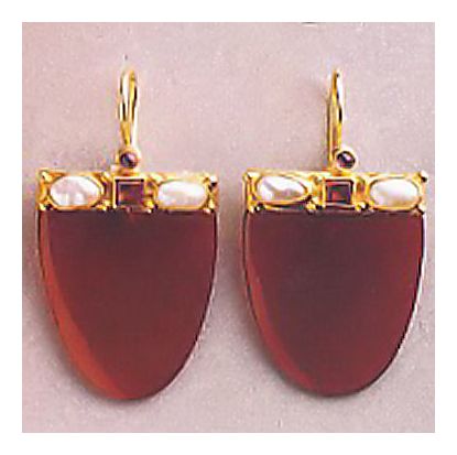 Carnelian Shield Deco Earrings