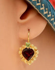 Catherine Earnshaw 14k Gold, Garnet and Peridot Earrings