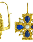 Catherine Of Aragon Lapis, Pearl Earrings