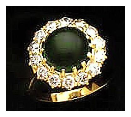 Catherine Parr 14k Gold, Malachite and Diamond Ring