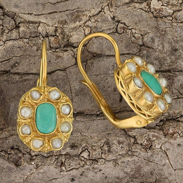 Cecily Cardew Turquoise and Pearl Earrings