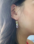 Christina Rossetti Amethyst, Blue Topaz, Peridot and Pearl Earring