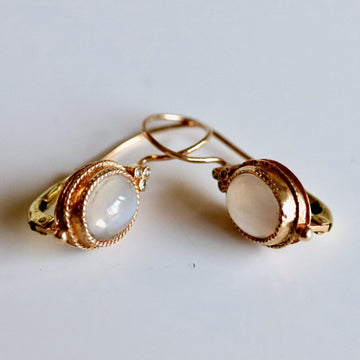 Cinderella 14k Gold, Moonstone and Diamond Earrings
