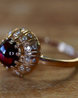 Clara Schumann 14k Gold, Garnet and Diamond Ring