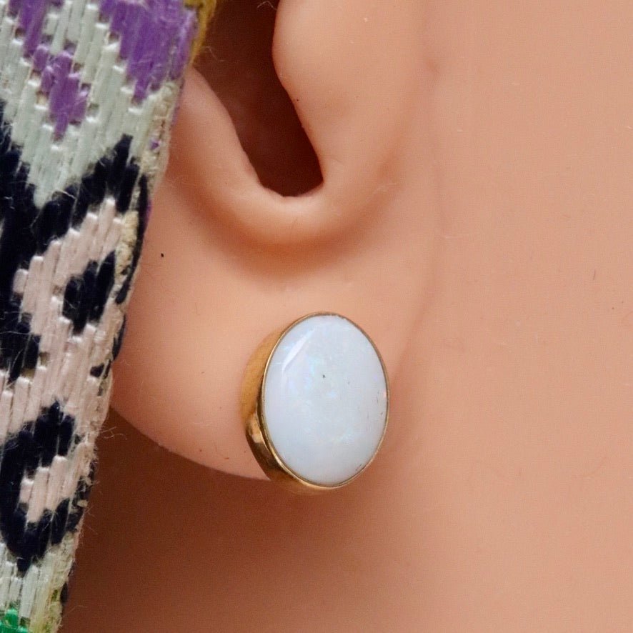 Cloud Opal Stud Earrings