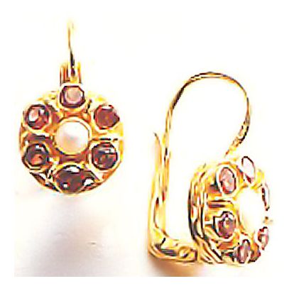 Cluster Garnet and Pearl Earrings