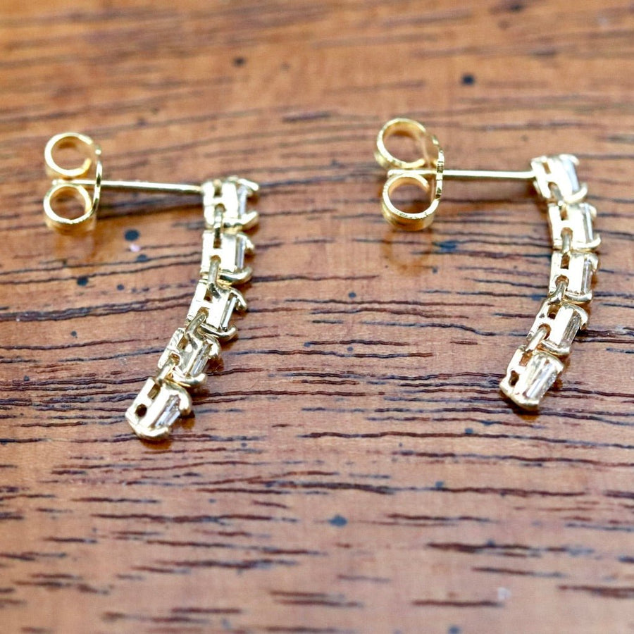 Comet 14k Gold and Diamond Earrings