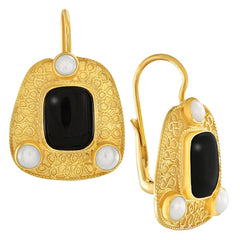 Connemara Onyx and Pearl Earrings