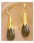 Cornflower Bud 14k Gold and Onyx Drop Earrings